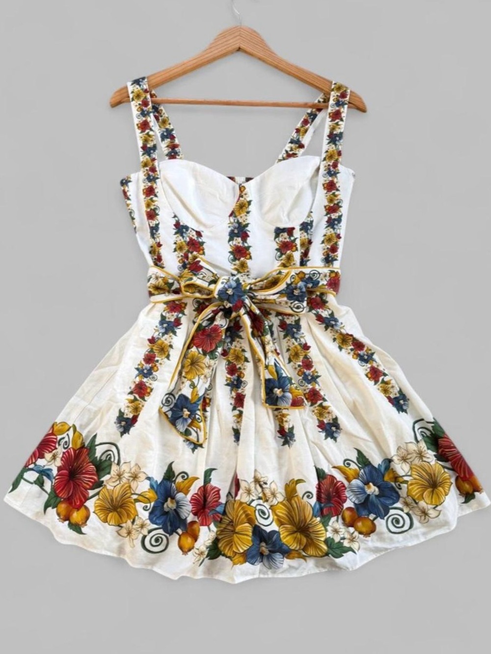 NWT FARM RIO Off-White Belted Mini Dress - Picture 3 of 12